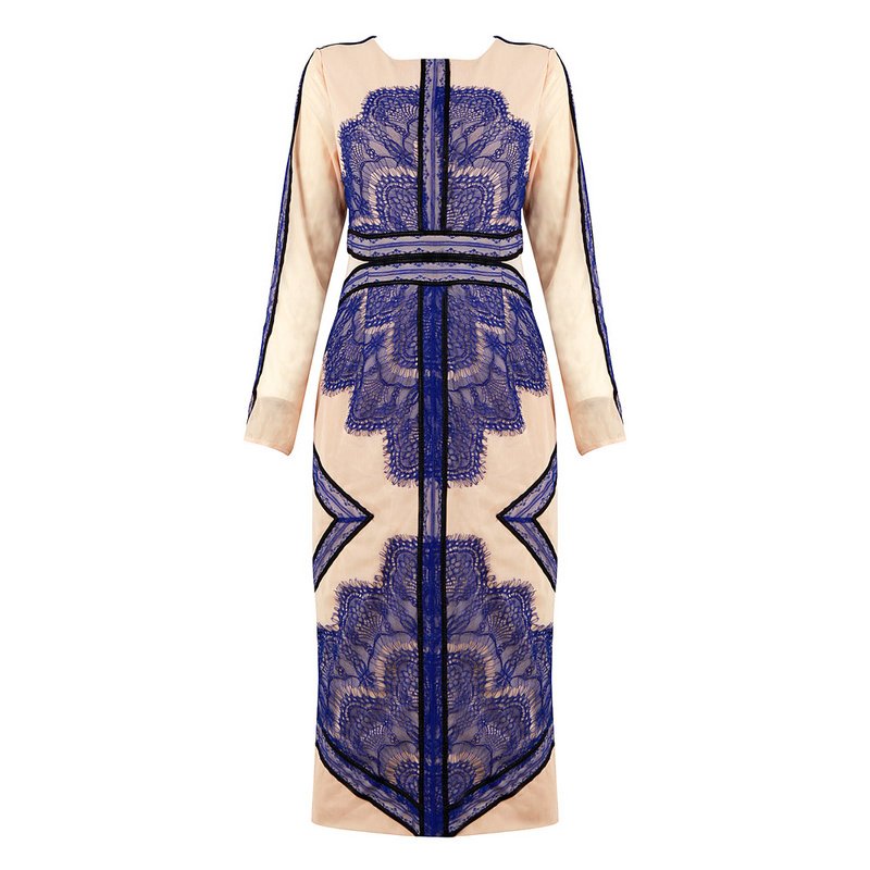 Cloverl Cynthia Party Dress with Lace in Eyelash Effect Free Global Shipping
