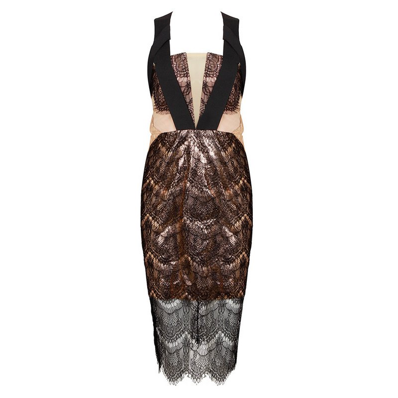 Cloverl Molly Party Dress with Lace in Eyelash Effect Free Global Shipping