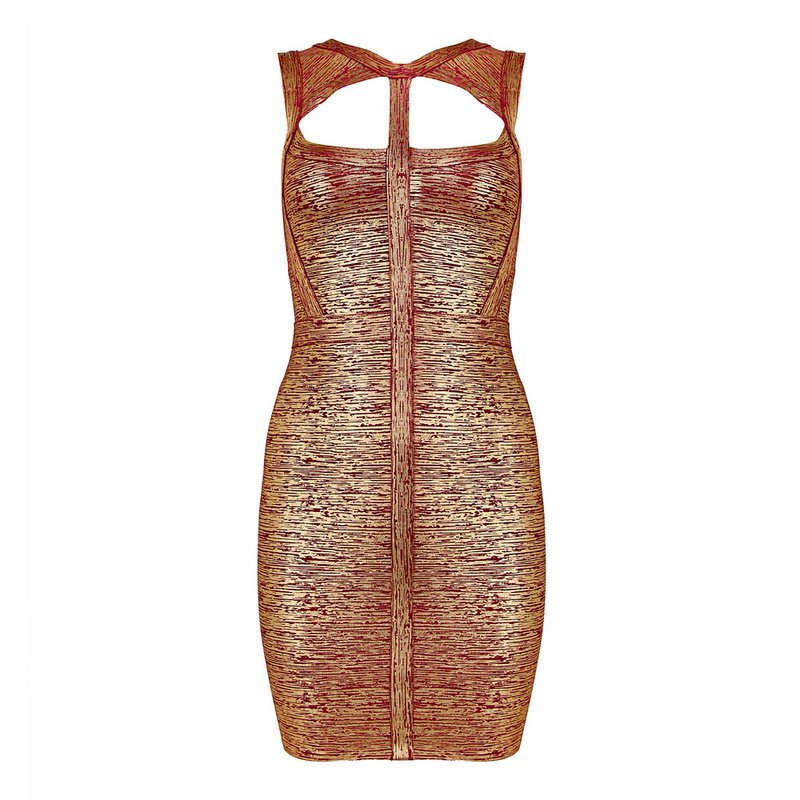 Cloverl Emmy Metallic Bandage Dress Free Global Shipping