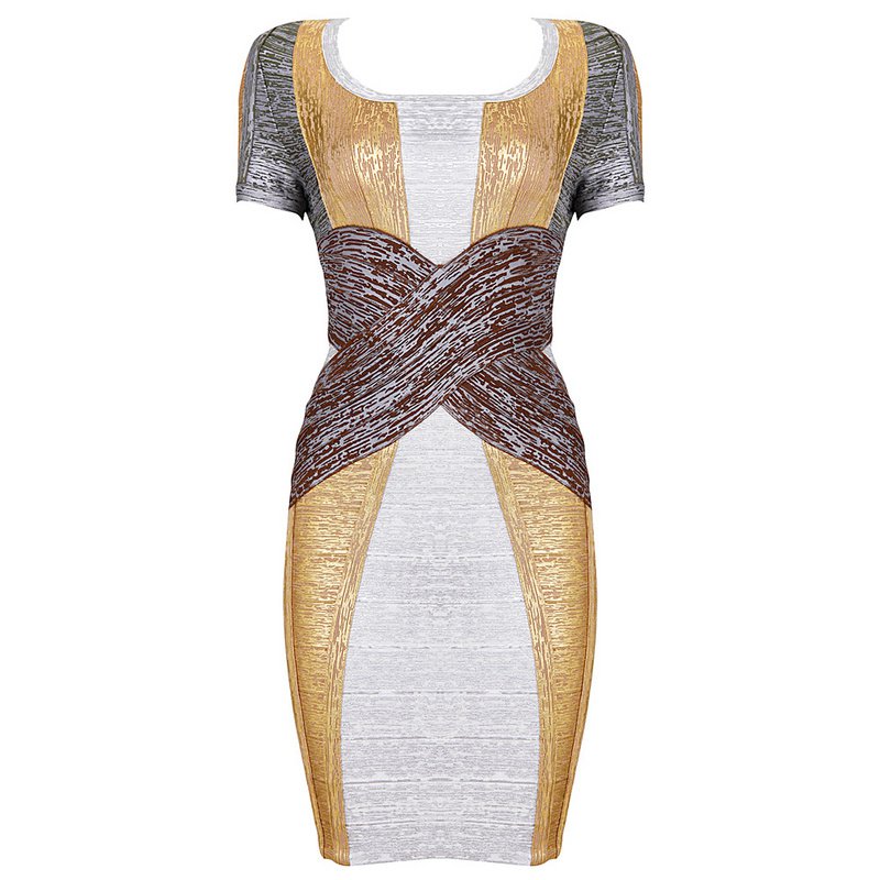 Cloverl Vivien Metallic Bandage Dress Free Global Shipping