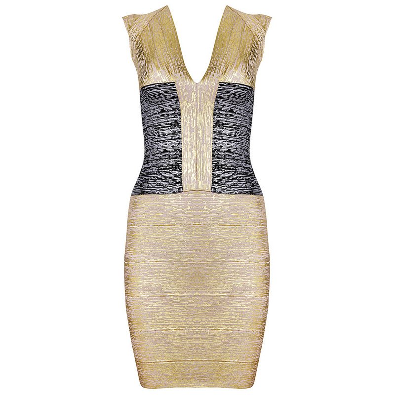 Cloverl Kathleen Metallic Bandage Dress Free Global Shipping