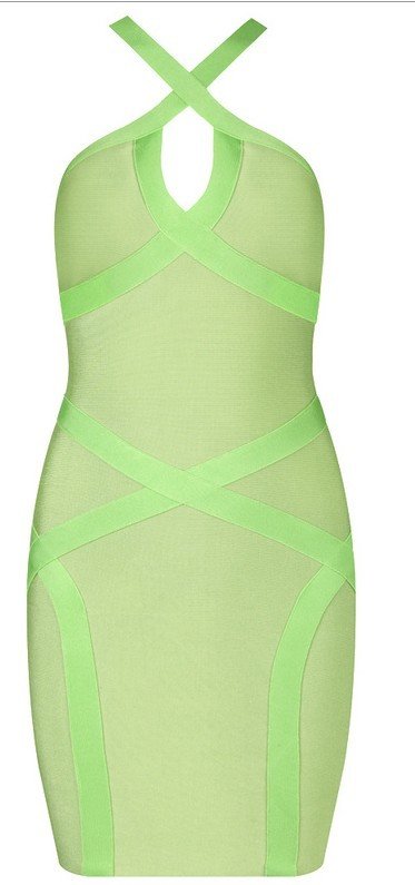 Cloverl Chloe Lime Green Low Back Bandage Dress Free Global Shipping