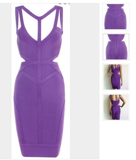 Cloverl Sierra Purple Cut-out bandage Dress--Ship by DHL
