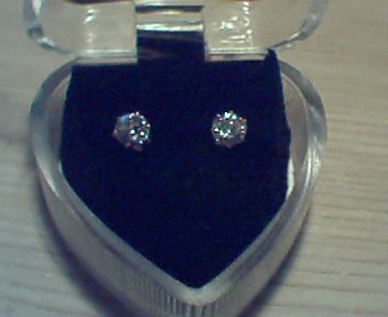 Goldtone CZ Earrings in Heart Shaped Crystal Box