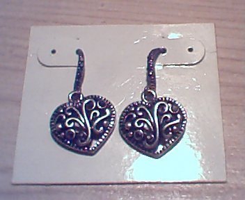 SIlver Marcasite Heart Shaped Earrings