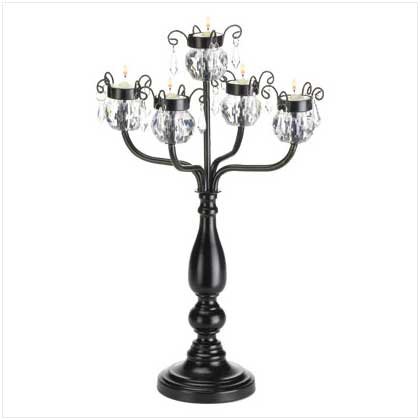 BLACK CANDLEABRA/ACRYLIC BEADS