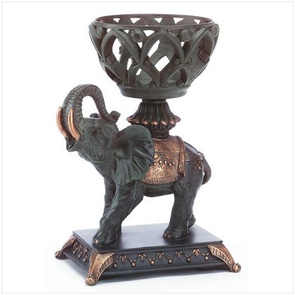 ALAB ELEPHANT/BASKET CANDLEHOLDER