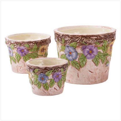 3 PC PANSIES POTS SET