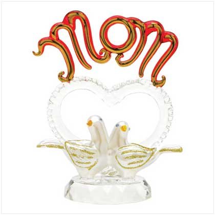 'MOM' GLASS DOVES FIGURINE