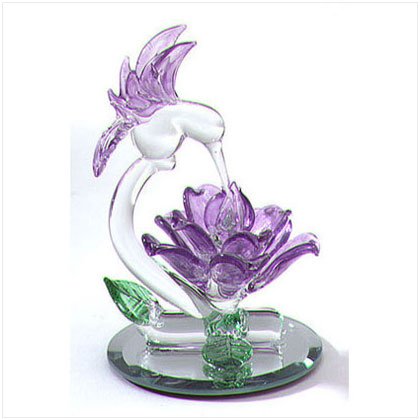 GLASS HUMMINGBIRD/FLOWER SCULP