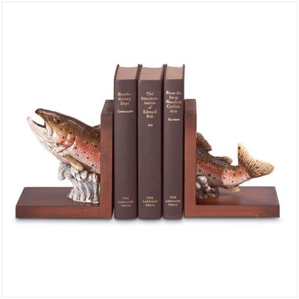 ALAB. BASS FISH WOOD BOOKENDS