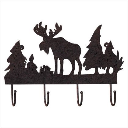 RUSTED METAL MOOSE COAT HANGER
