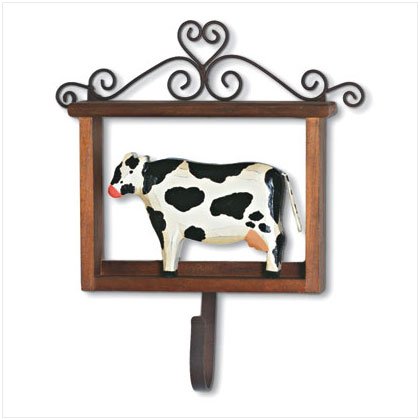 WOOD FRAME FOLK ART COW HOOK