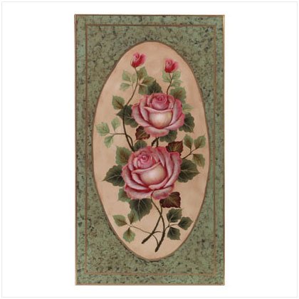 METAL HANDPAINT ROSE WALL PLAQUE