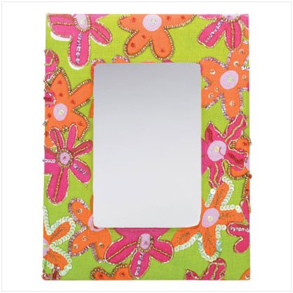 FLORAL FABRIC FRAMED MIRROR