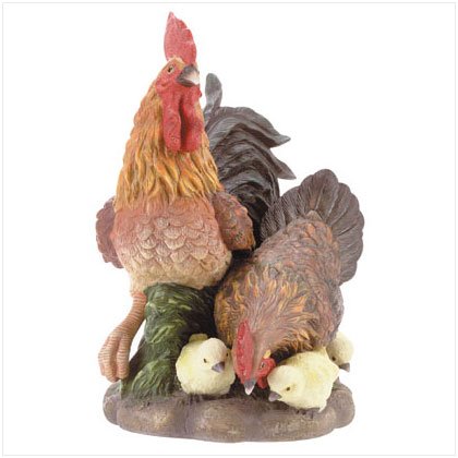PORCELAIN ROOSTER FAMILY