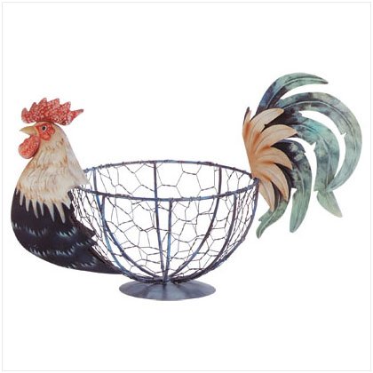 METAL PAINT ROOSTER BASKET
