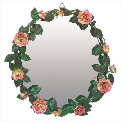DISTRESS GREEN ROSES MIRROR