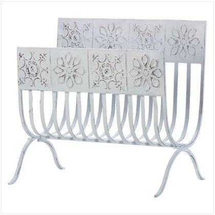DISTRESS WHITE TILES MAGAZINE RACK