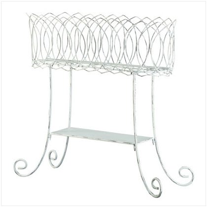 DISTRESS WHITE METAL PLANT STAND