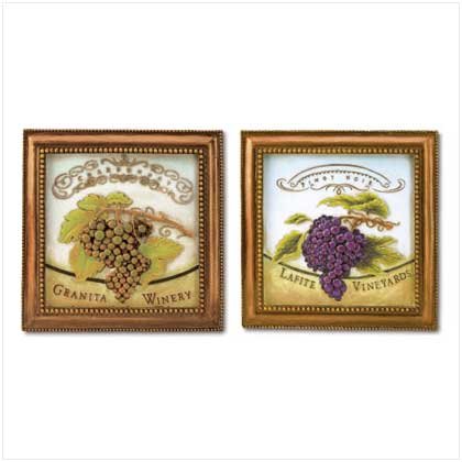 SET OF 2 GRAPES WALL PLAQUES