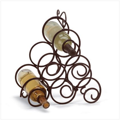 WROUGHT IRON SWIRL WINE RACK