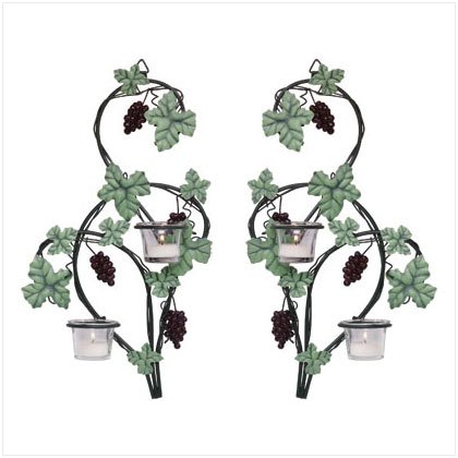 PAIR METAL GRAPES CANDLEHOLDER