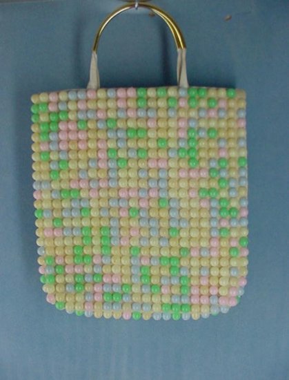 Vintage Huge Gumball Look Beaded Tote Handbag