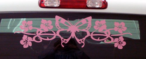 Butterfly flower Hibiscus car or truck windshield decal decals sticker