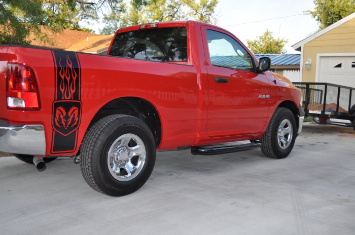 Dodge Flaming ram head bedside bed side decals