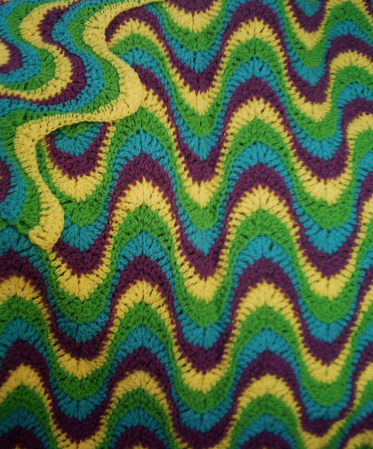 Afghan Crochet Pattern E PDF File For Multi-Colored, Exaggerated Ripple