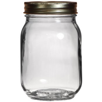 1 x Clear Glass Canning Jars with Metal Lids, 16.9 oz.