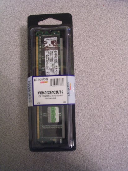 Kingston 1GB DDR 400MHz. PC3200 (KVR400X64C3A/1G) Memory