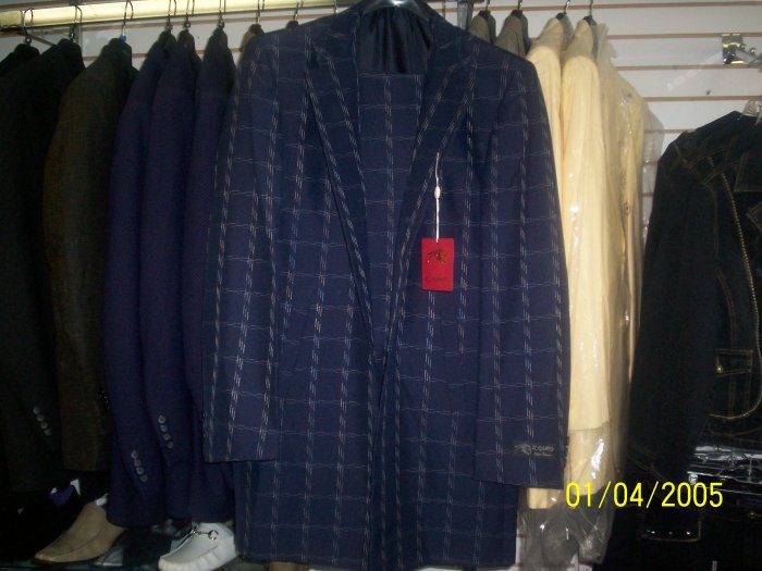 Navy Blue Il Canto Suit with dashed Squares