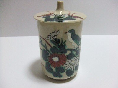 VINTAGE KUTANI PORCELAIN HAND PAINTED TEA CUP WITH LID HAND PAINTED