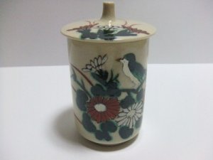 VINTAGE KUTANI PORCELAIN HAND PAINTED TEA CUP WITH LID HAND PAINTED