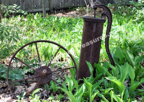 Rusted Pump And Wheel Garden Digital Nature Photo 5x7