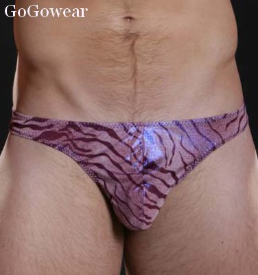 Mens Sexy Shiny Purple Tiger print Thong,Underwear. (3067) Free Shipping!