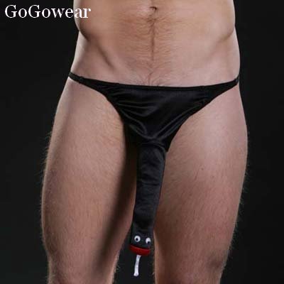 Mens Funny sexy Big black Snake Thong,underwear (9006) free shipping!