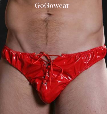 Sexy Men's Red Vinyl Look Thong,Exotic Hot underwear (3028) free shipping!