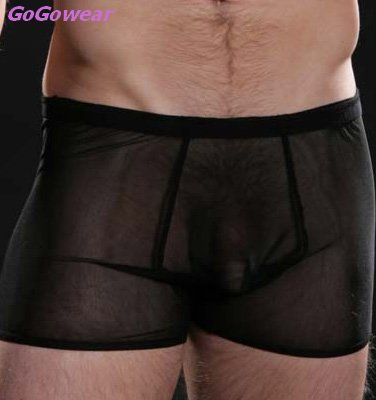 Mens Black Sexy soft See-Thru boxers,Underwear,size M-L (3048) free shipping!