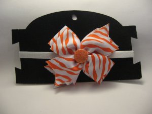 White and Orange Bow Sparkly Headband