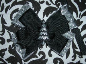Black and Silver Christmas Tree Bow
