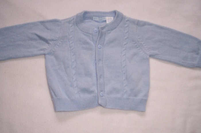 3-6 mo boys light blue button up sweater