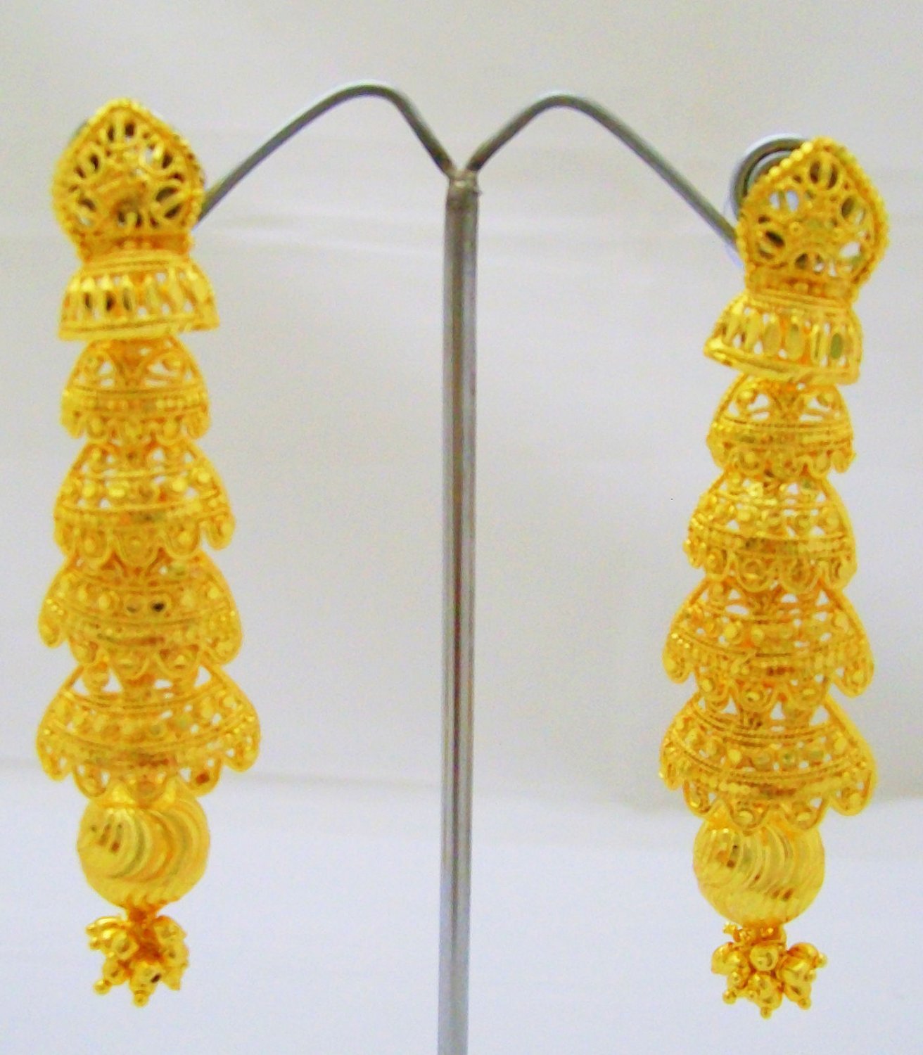 Long Filigree Gold Plated Dangle Chandelier Drop Earrings