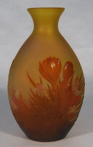c. 1900 GALLE BLOWN OUT VASE CROCUS DESIGN
