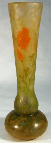 c1900 DAUM NANCY APPLIED CAMEO WHEEL CARVED GLASS VASE
