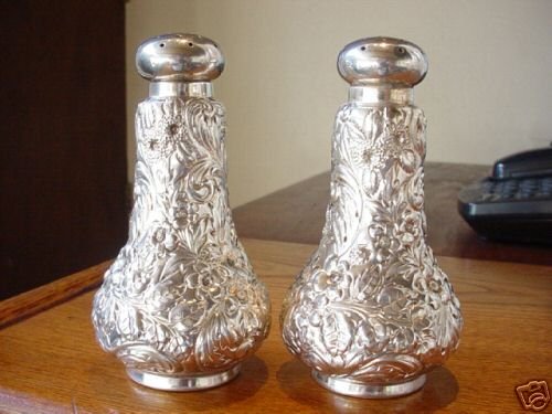 Antique Sterling Silver Repousse Shakers J.E. Caldwell
