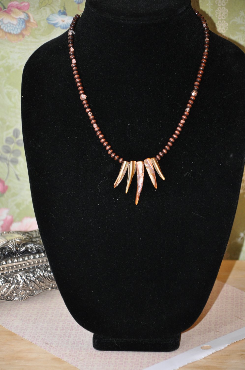 Unique Brown Pearl Fringe Bead Handmade Necklace by Bead Artist
