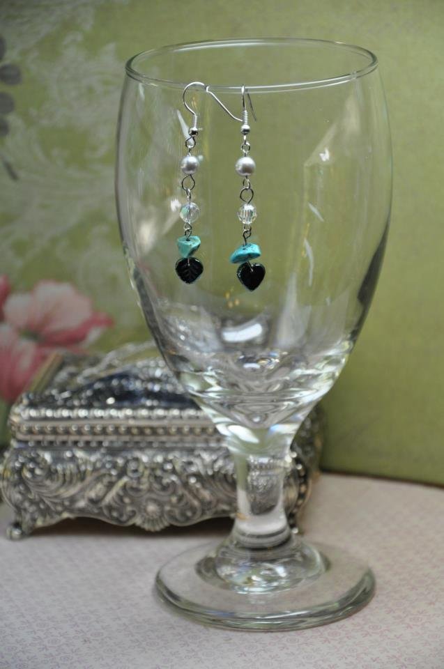 Turquoise Bead Drop Swarovski Crystal Earrings